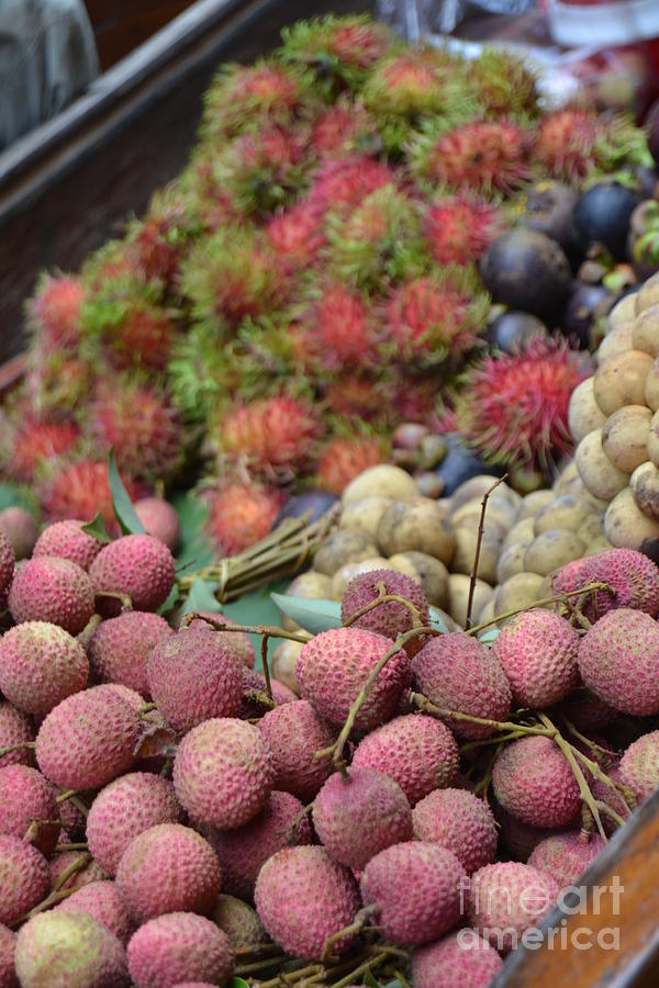 Rambutan and Other Fruit on Floating Market at Damnoen Saduak Thailand Photograph by Heather Kirk and Abundant Eight Creative
