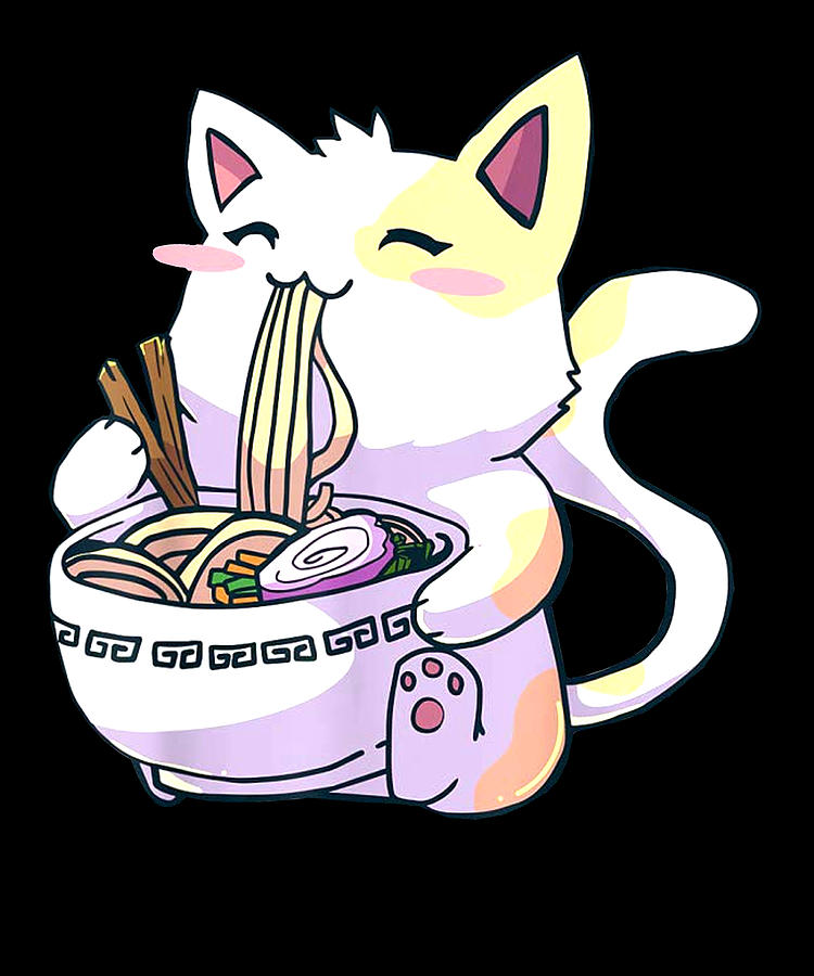 Ramen Cat Tshirt Kawaii Anime Tee Japanese T Digital Art By Duong Dam Fine Art America 8631