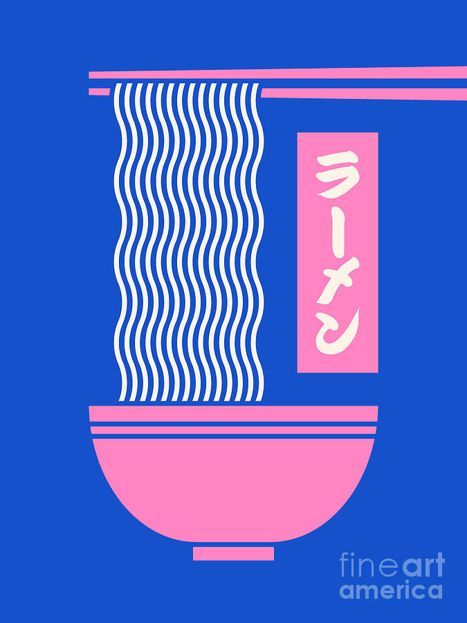 Ramen Minimal - Blue Digital Art by Organic Synthesis