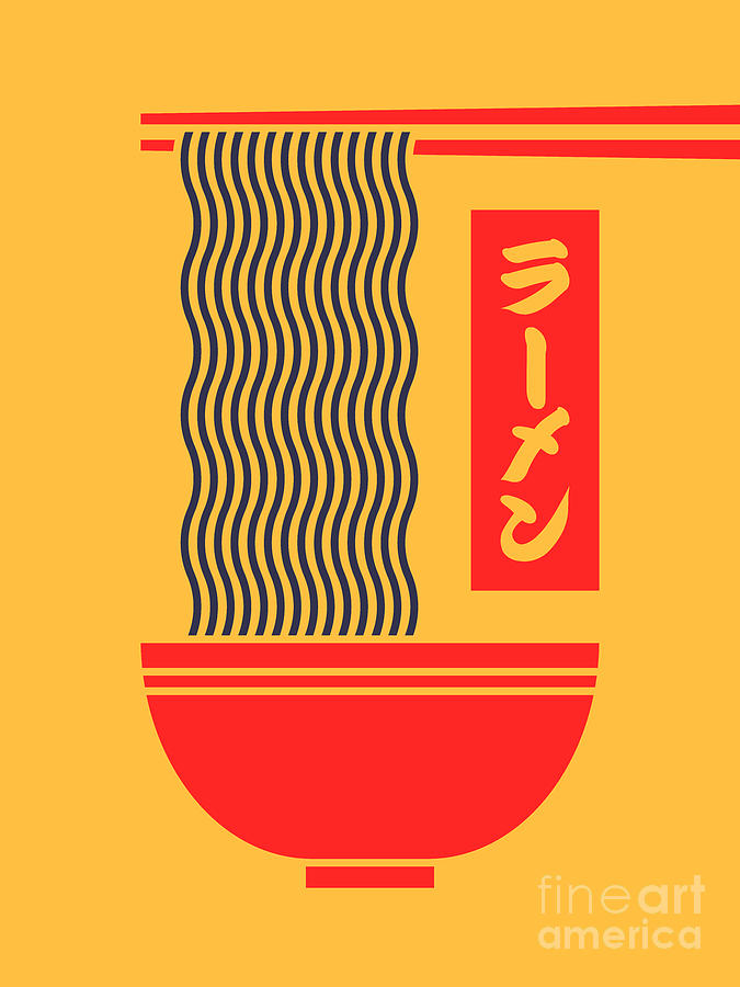 Ramen Minimal - Yellow Digital Art by Organic Synthesis