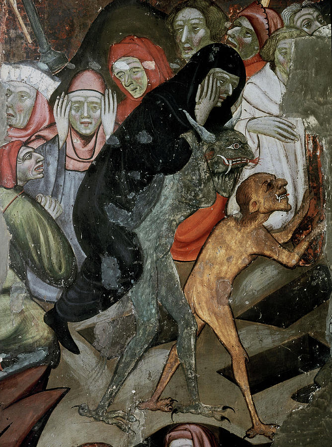Ramon De Mur -1380-1435-/ Retablo De Guimera - Juicio Final - Detalle Del Infierno - Siglo Xv. Painting by Ramon De Mur -1380-1435-
