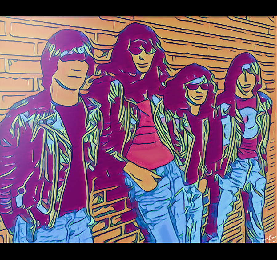 Ramones Comic Portrait Digital Art by Christina Rick