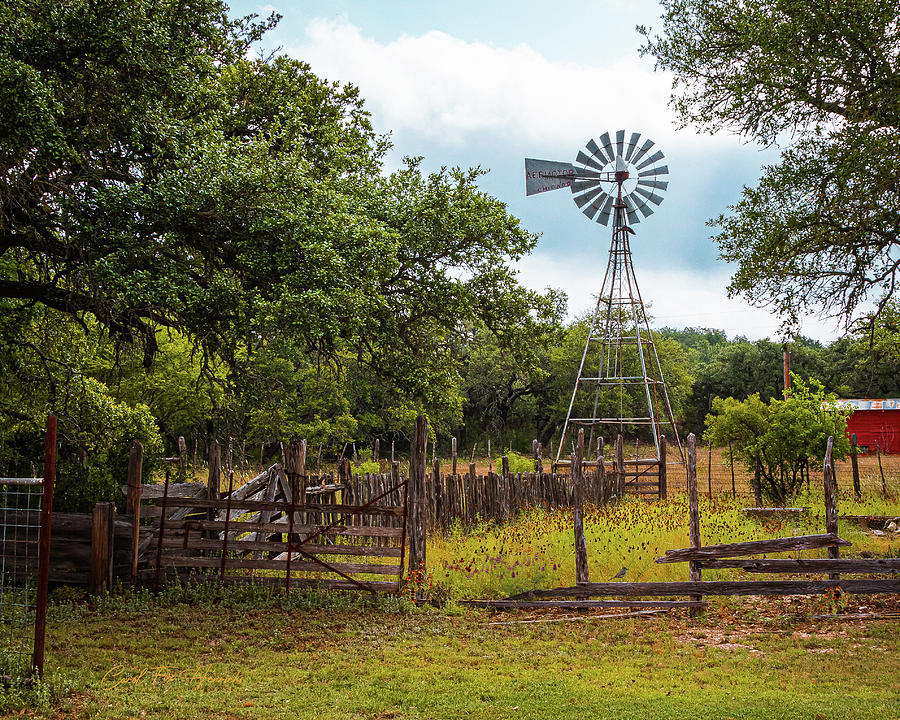 Windmill Photograph - Ranch at Kickapoo by Carol Fox Henrichs Windmill Photograph - Ranch at Kickapoo by Carol Fox Henrichs