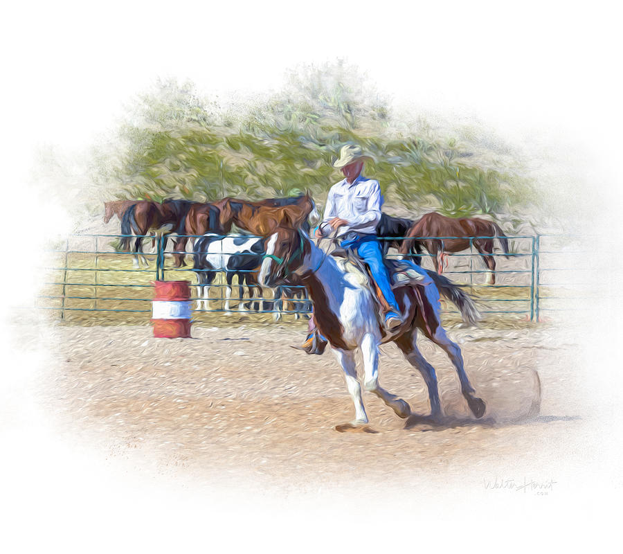 Ranch Rider Digital Art Painting Digital Art by Walter Herrit