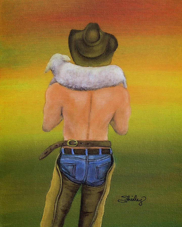 Rancher with Lamb Painting by Shirley Dutchkowski