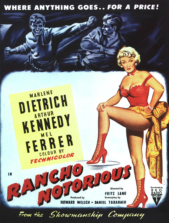 Rancho Notorious, with Marlene Dietrich and Arthur Kennedy, 1952 Mixed Media by Movie World Posters