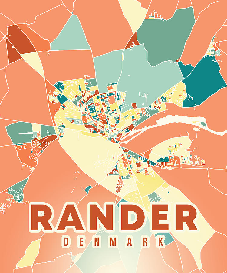 Randers Denmark Map Digital Art by Alexandru Chirila - Pixels