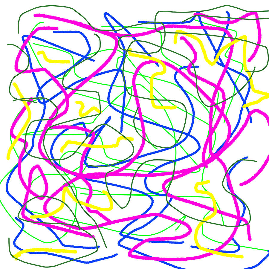 Random colorful lines in greens purple blue and yellow Digital Art by Ali Baucom