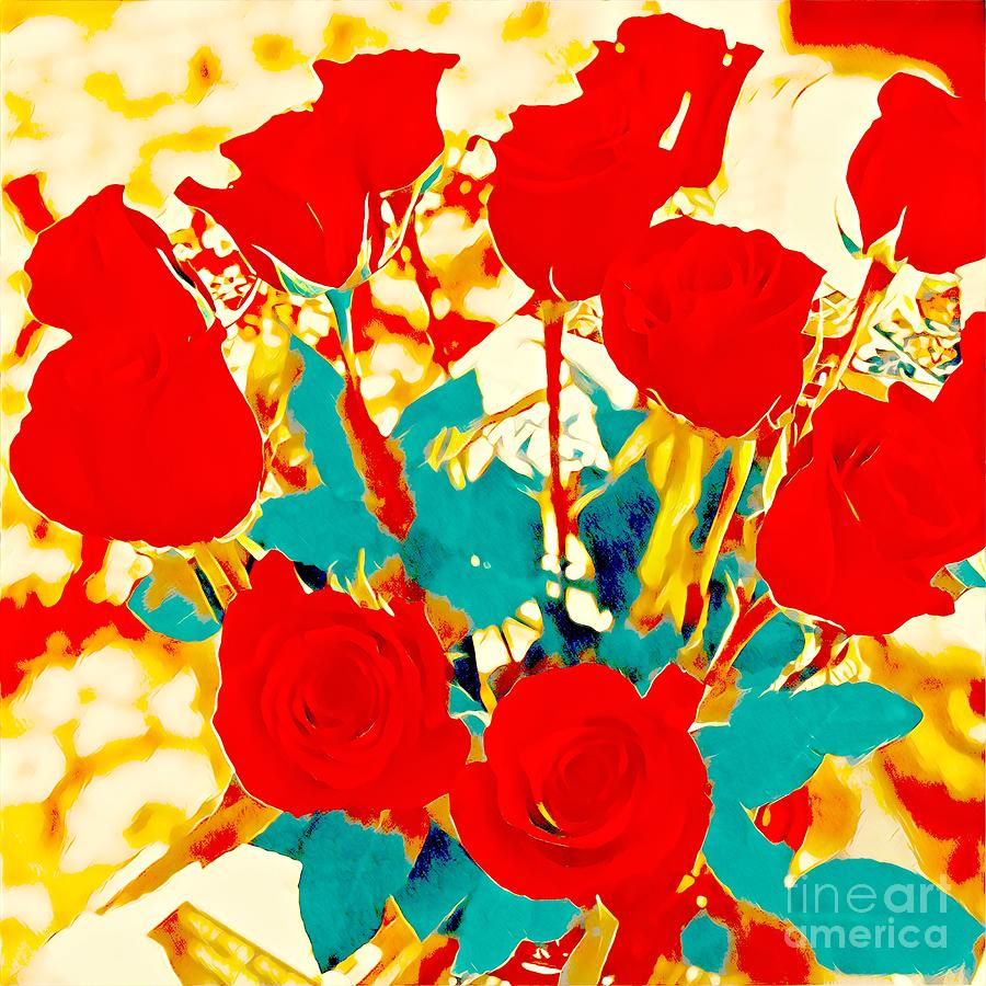 Random Roses Digital Art by Karen Francis