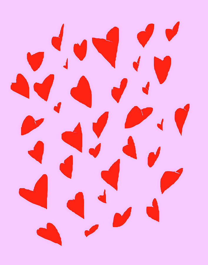 Random Valentine Hearts Digital Art by Katy Hawk