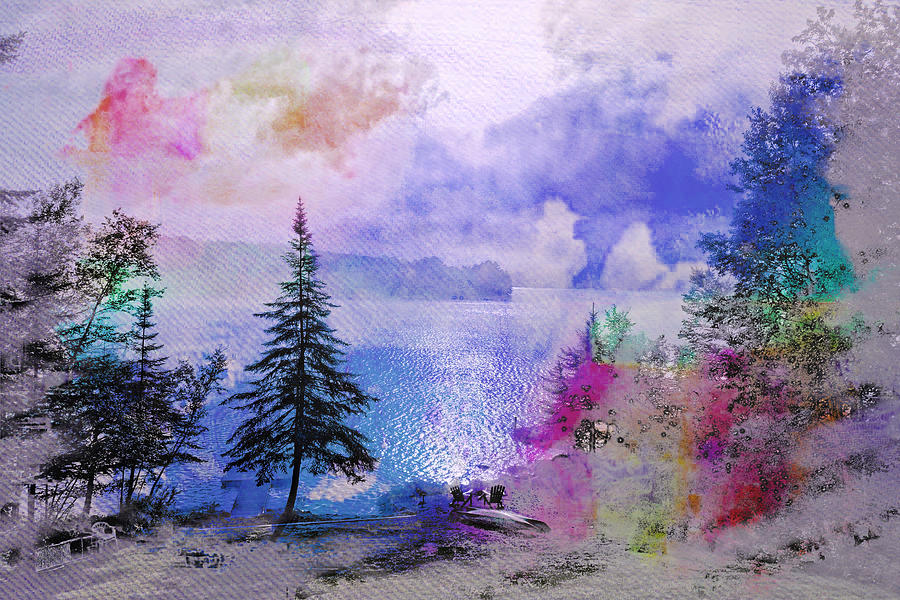 Rangeley Lake Maine Watercolor Digital Art by Russ Considine