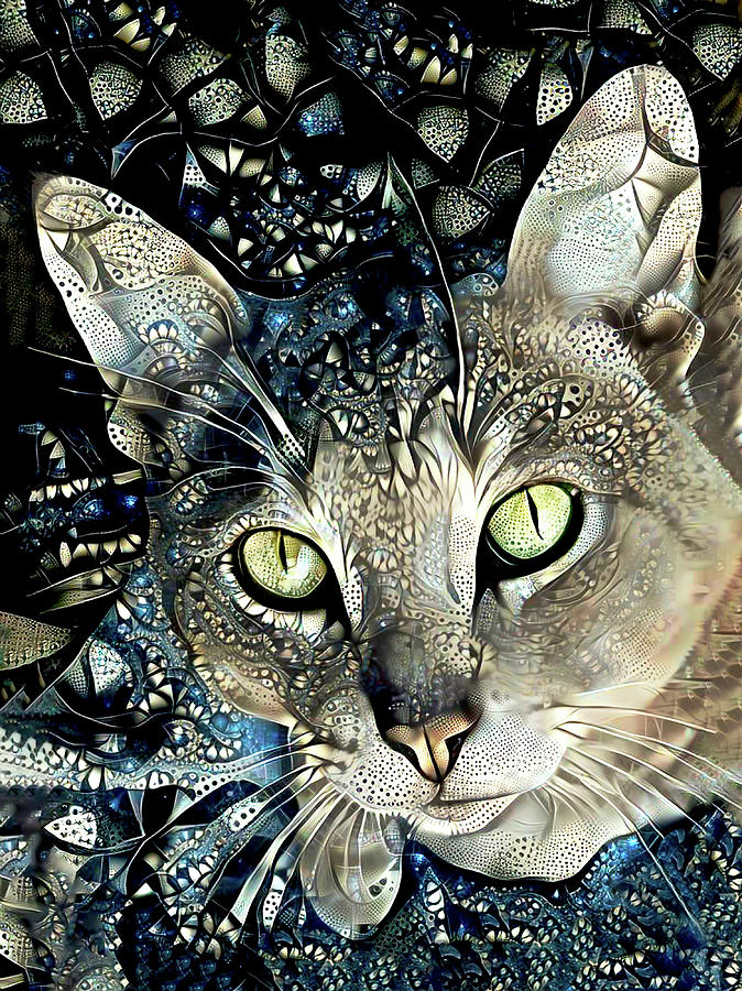 Cat Mixed Media - Ranger - A Rescued Tabby Cat by Peggy Collins