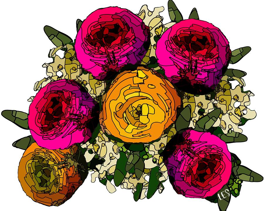 Ranunculus Bouquet_7808 Digital Art by Linda Scroggin