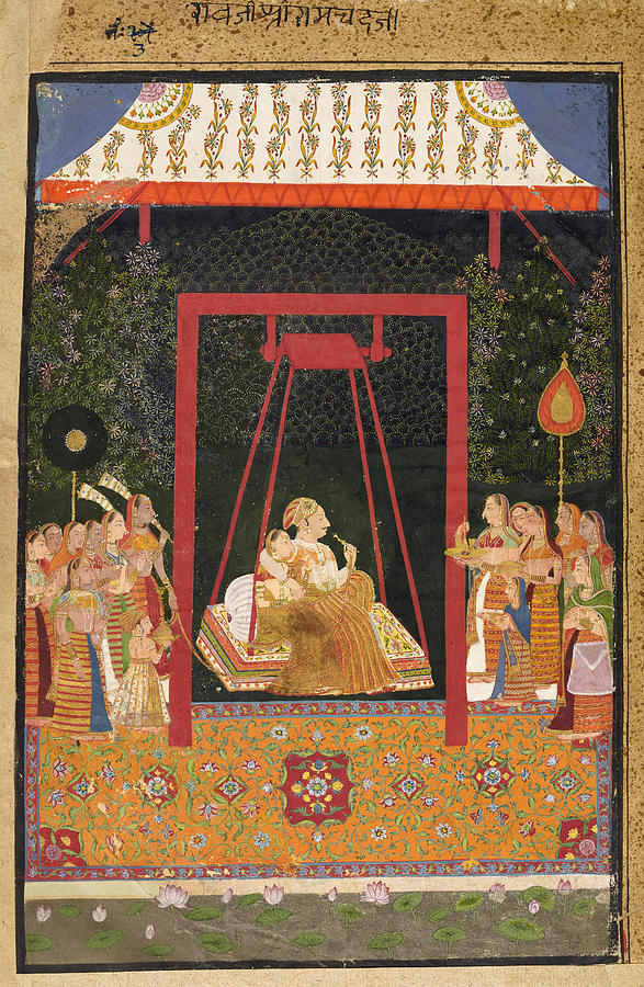 Rao Ram Chandra of Bedla on a Swing Painting by Attributed to Shahji