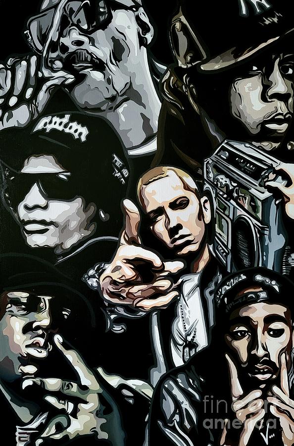 Eminem Painting - Rap Icons by Victoria Glaittli