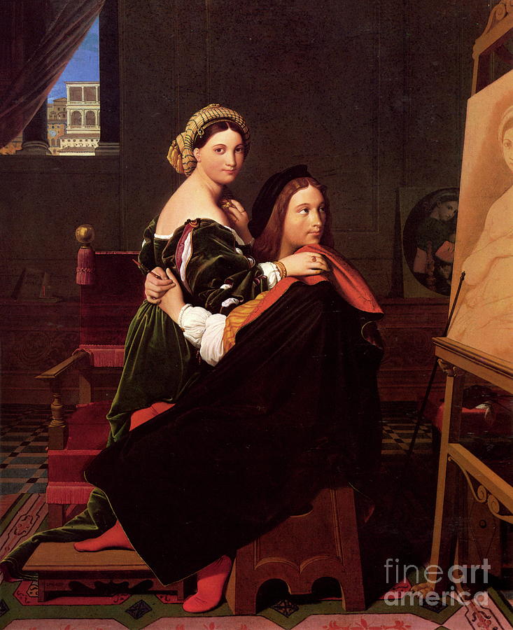 Raphael and La Fornarina Painting by Jean-Auguste-Dominique Ingres