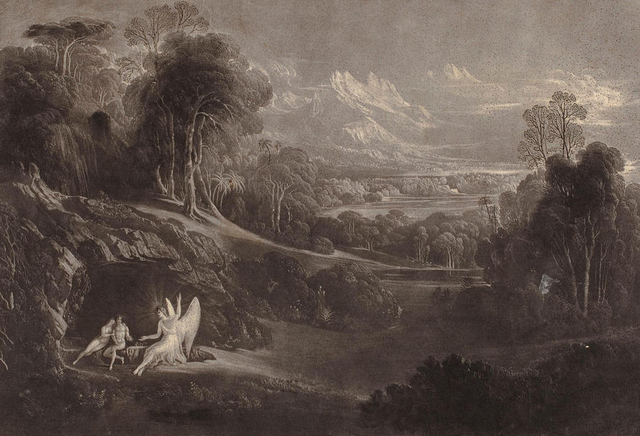 John Martin Painting - Raphael conversing with Adam and Eve  by John Martin