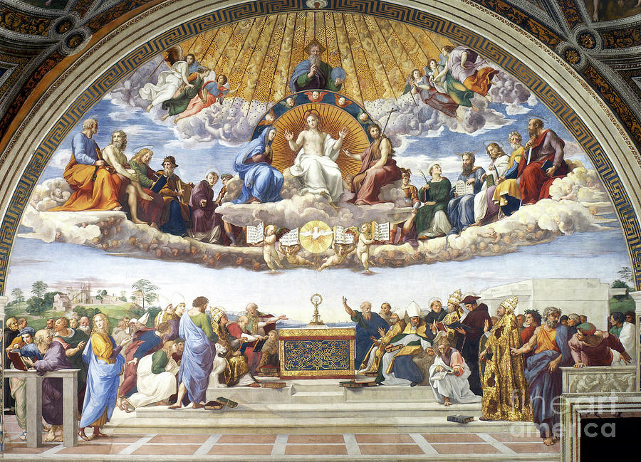 Raphael Mixed Media - Raphael Disputation of the Holy Sacrament by Word Fandom