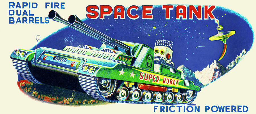 Vintage Drawing - Rapid Fire Dual Barrell Space Tank by Vintage Toy Posters