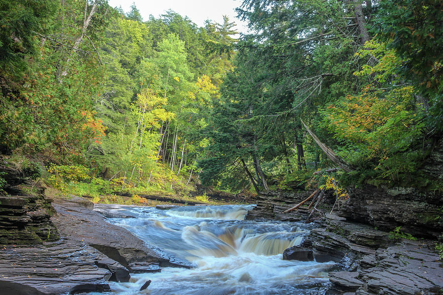 Rapids on the Presque Isle River Photograph by Robert Carter