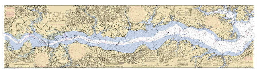Rappahannock River Corrotoman River to Fredericksburg, NOAA Chart 12237_1 Digital Art by Nautical Chartworks