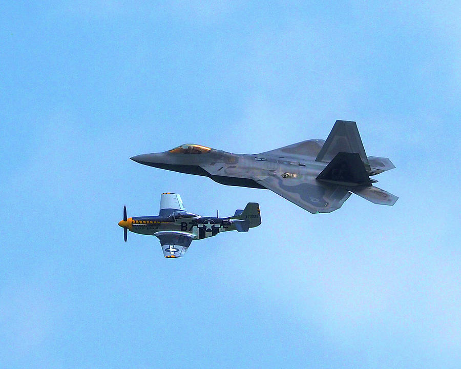 Raptor and Mustang in Formation Photograph by Bill Swartwout