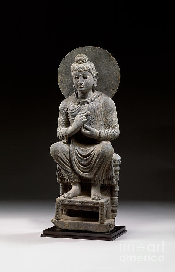 Rare figure of Buddha Shakyamuni, Gandhara Region Sculpture by Indian School