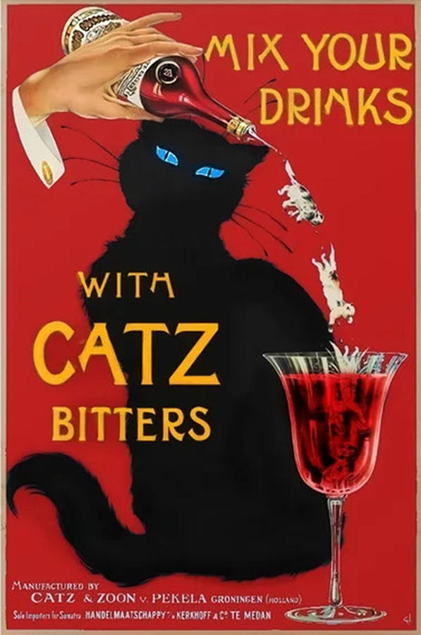 Rare Red Mix Your Drinks with Catz Cats Bitters Aperitif Liquor Digital Art by Lothness Store