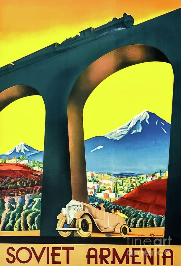 Rare Soviet Armenia Travel Poster 1934 Drawing by M G Whittingham