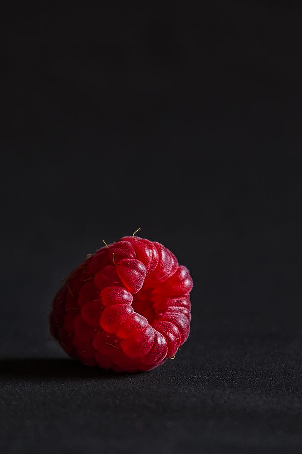 Raspberry against black background, close-up Photograph by Maika 777