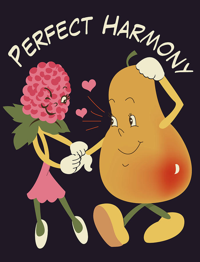 Fruit Digital Art - Raspberry and Pear Together in Love by Long Shot