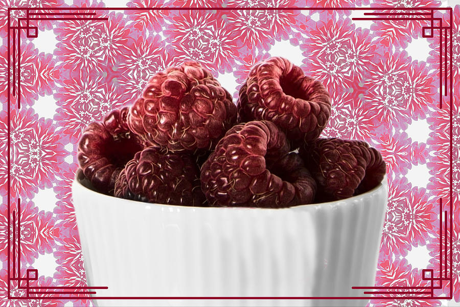 Raspberry Bowl and Florals Digital Art by Gaby Ethington