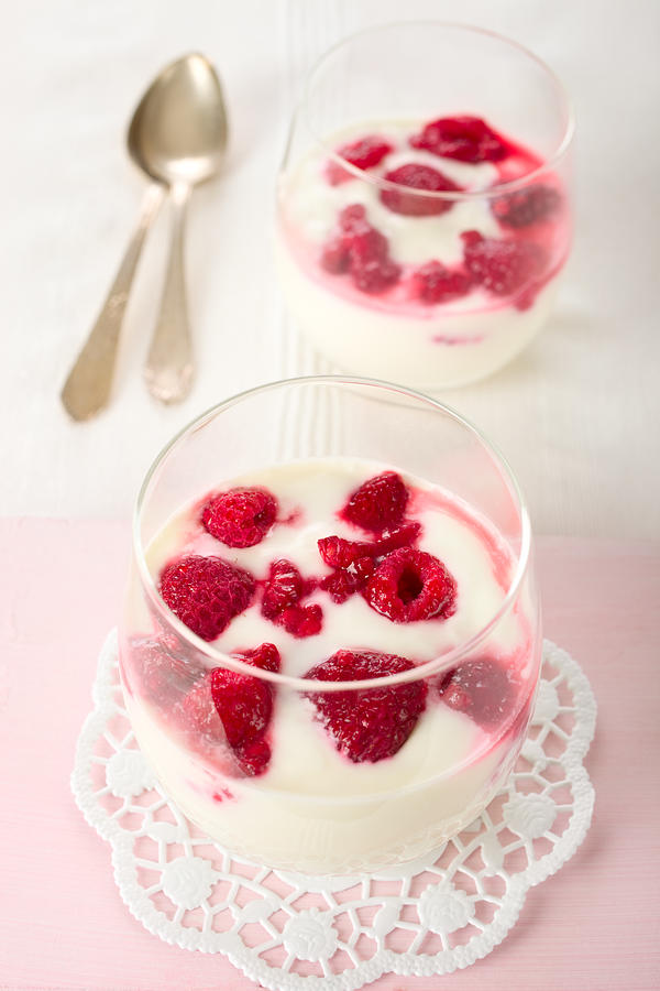 Raspberry yogurt Photograph by Atide