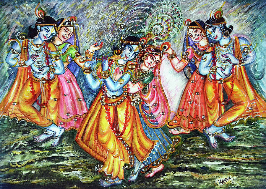 Divine Dancing - RASS Leela Painting by Harsh Malik