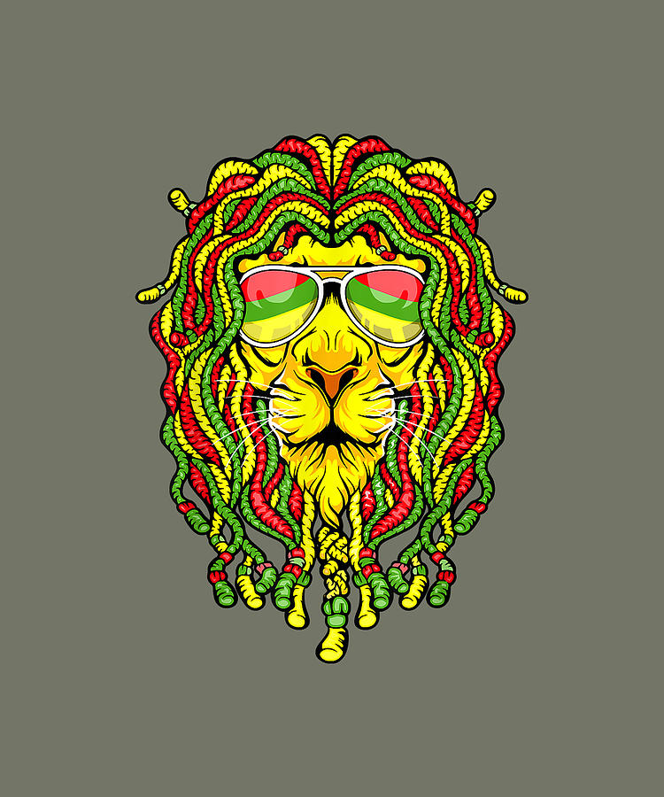 Rastafari Lion Dreadlock Jamaican Flag Reggae Music Rasta Digital Art ...