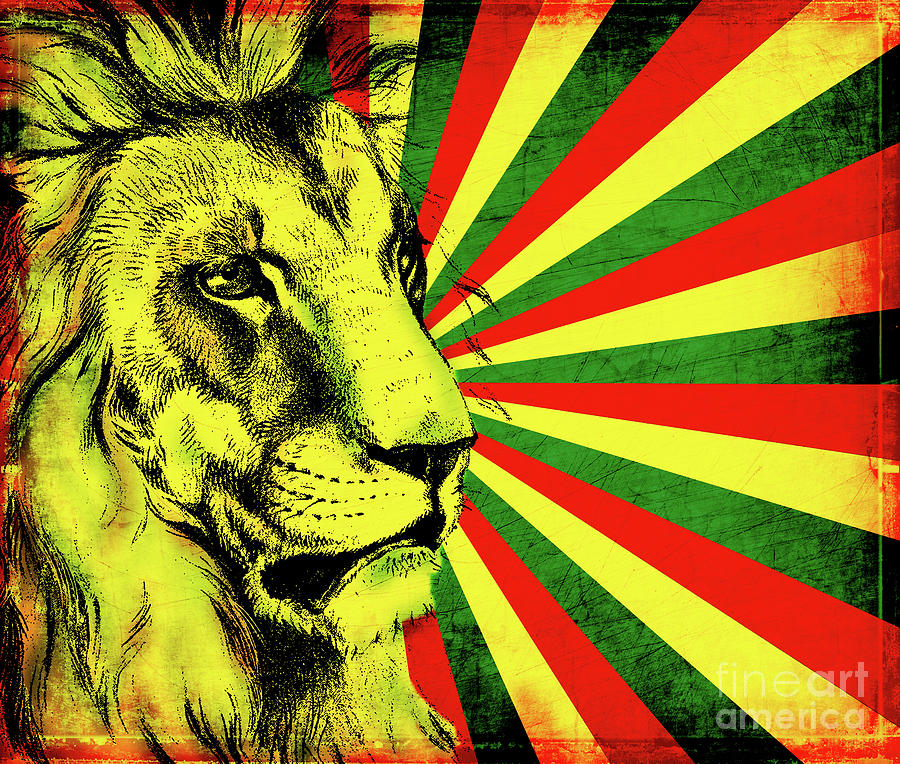 Rastafarian Red Gold And Green Lion Digital Art by Inspired Images | Pixels