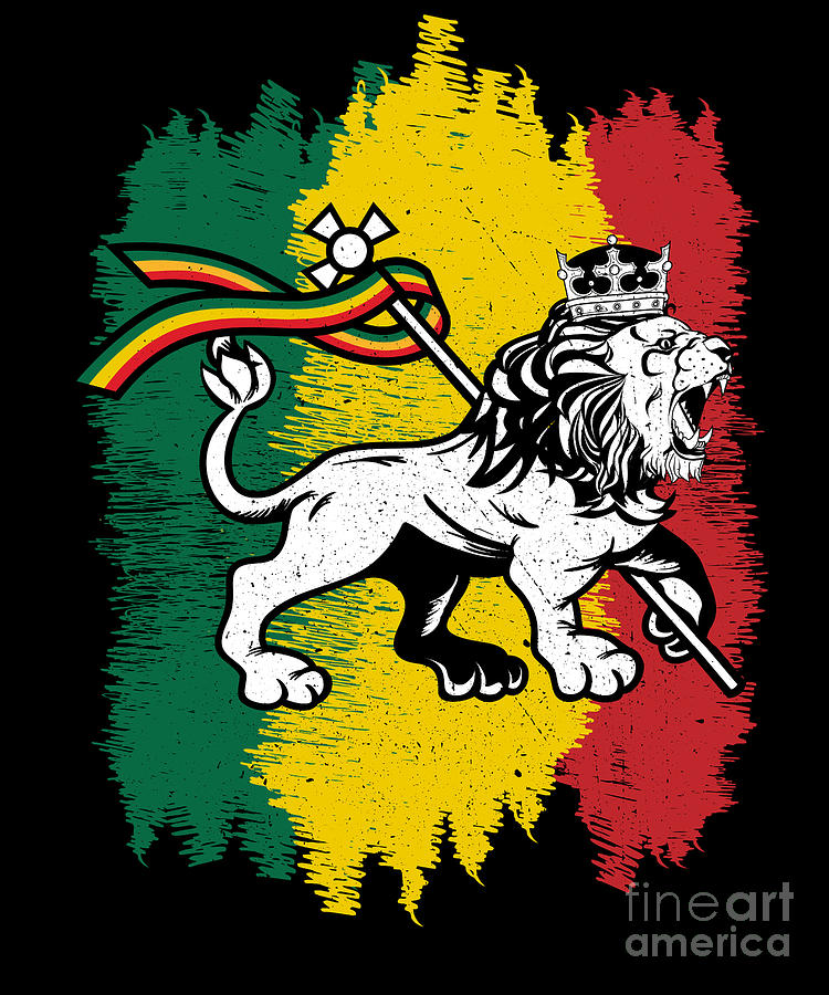 Rastafarian Reggae Flag with Rasta Lion Of Judah print Digital Art by ...