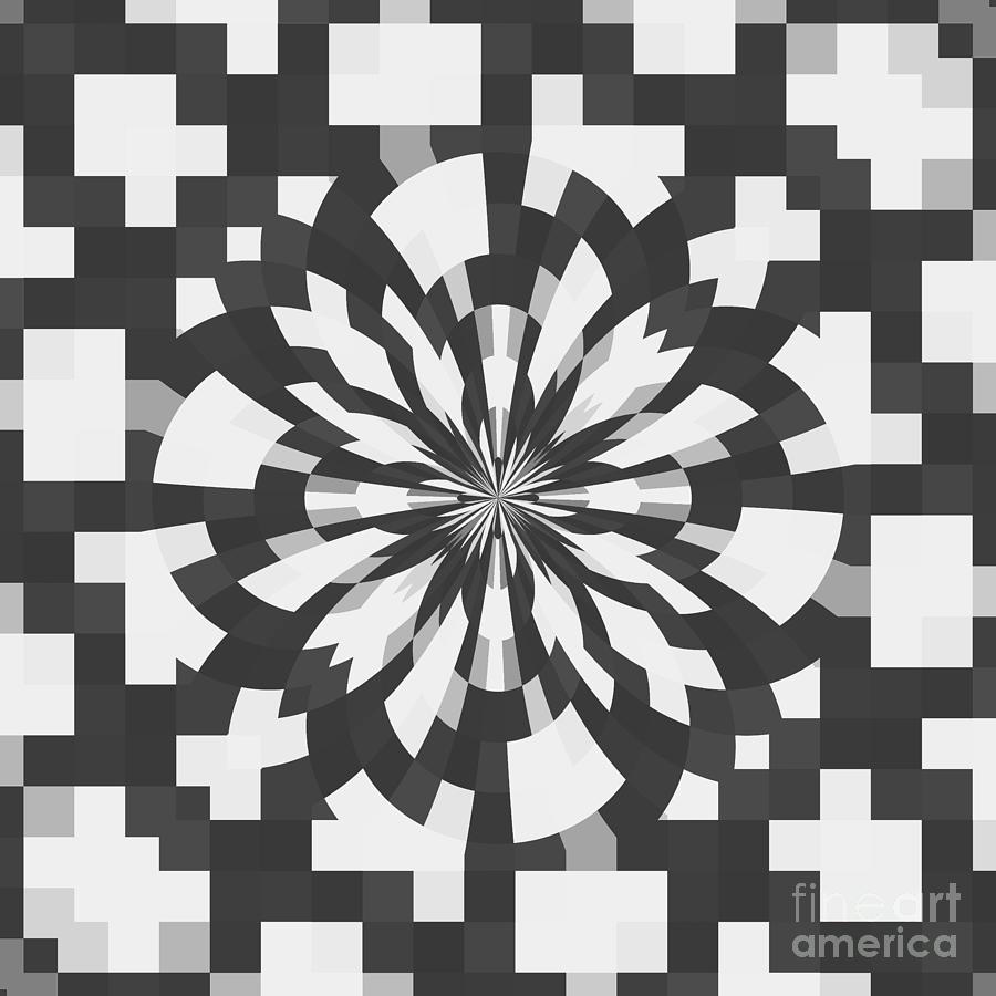 Raster kaleidoscope grayscale Digital Art by Heidi De Leeuw