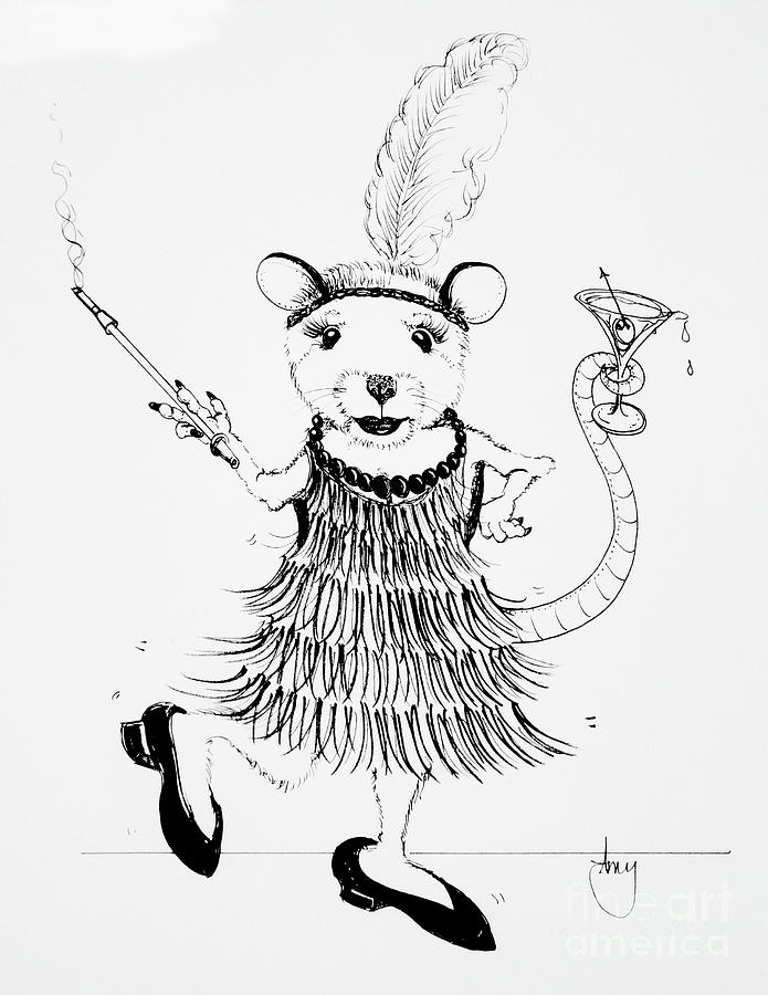 Rat Flapper Drawing by Amy Stielstra