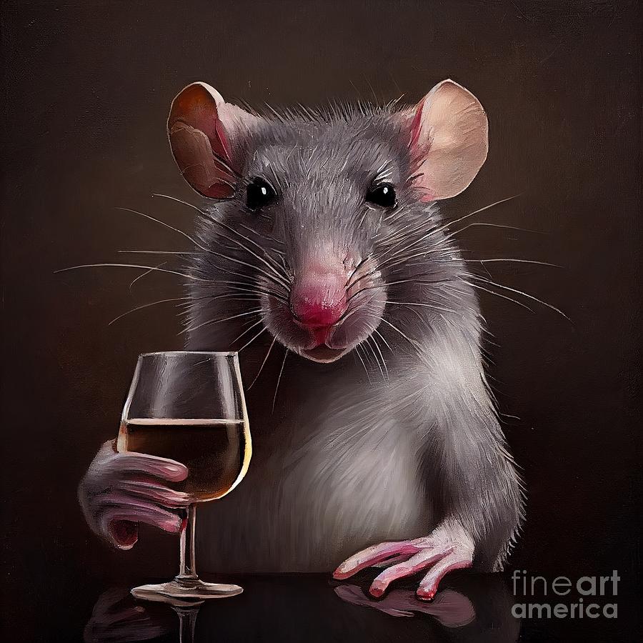 Wildlife Painting - Rat Having Drink by N Akkash