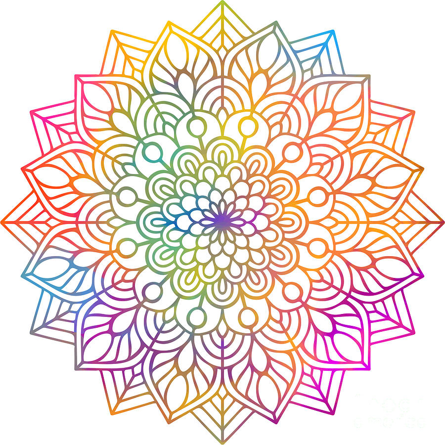 Ratapan - Colorful Vibrant Rainbow Mandala Pattern Digital Art by Sambel Pedes
