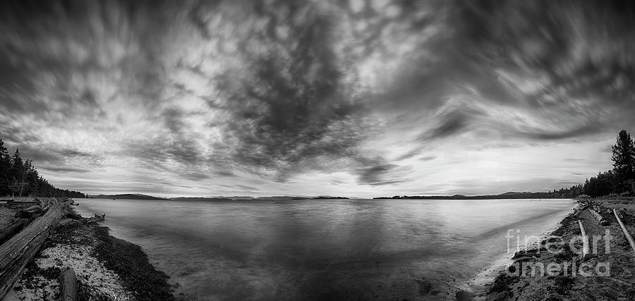 Black And White Photograph - Rathtrevor Beach Black And White Panorama 2 by Bob Christopher