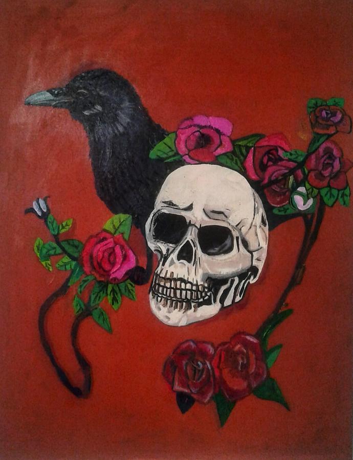 Raven and Roses Painting by Tiffany J - Fine Art America