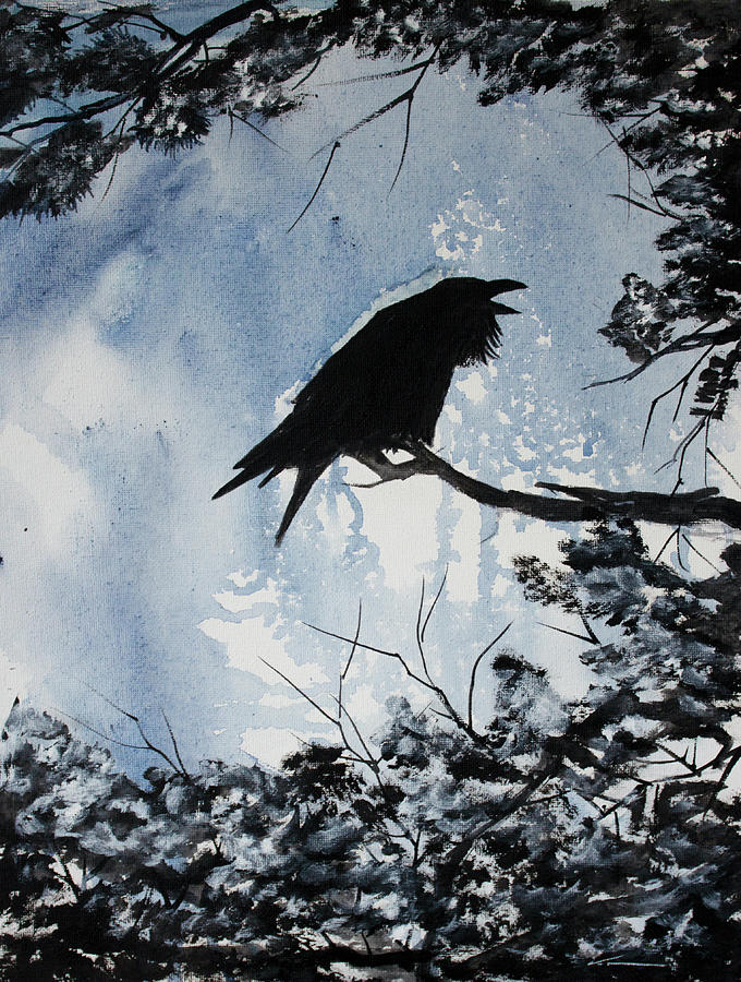 Raven Deep In The Woods Painting