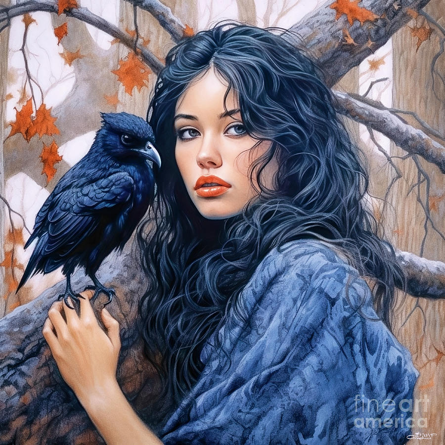 Raven Lady Digital Art by Jutta Maria Pusl