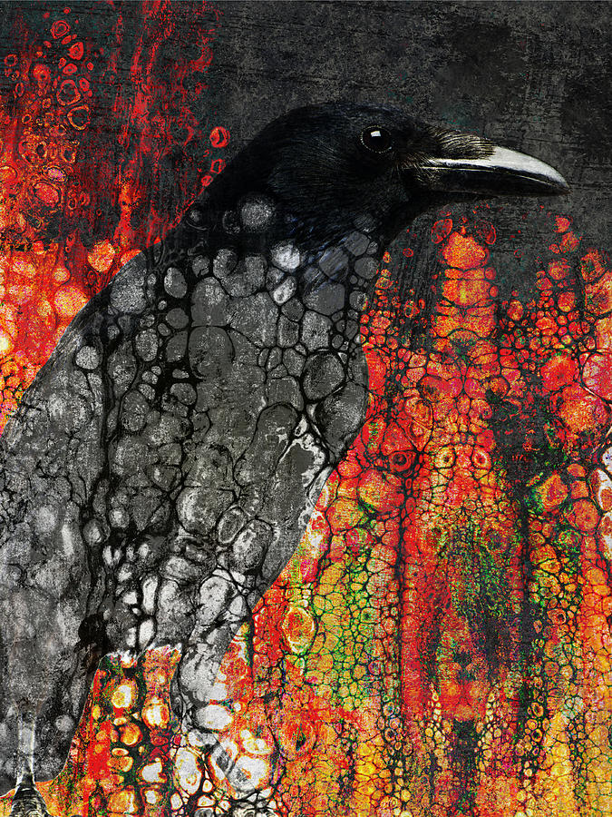 Raven Semi Abstract Digital Art by Sandra Selle Rodriguez