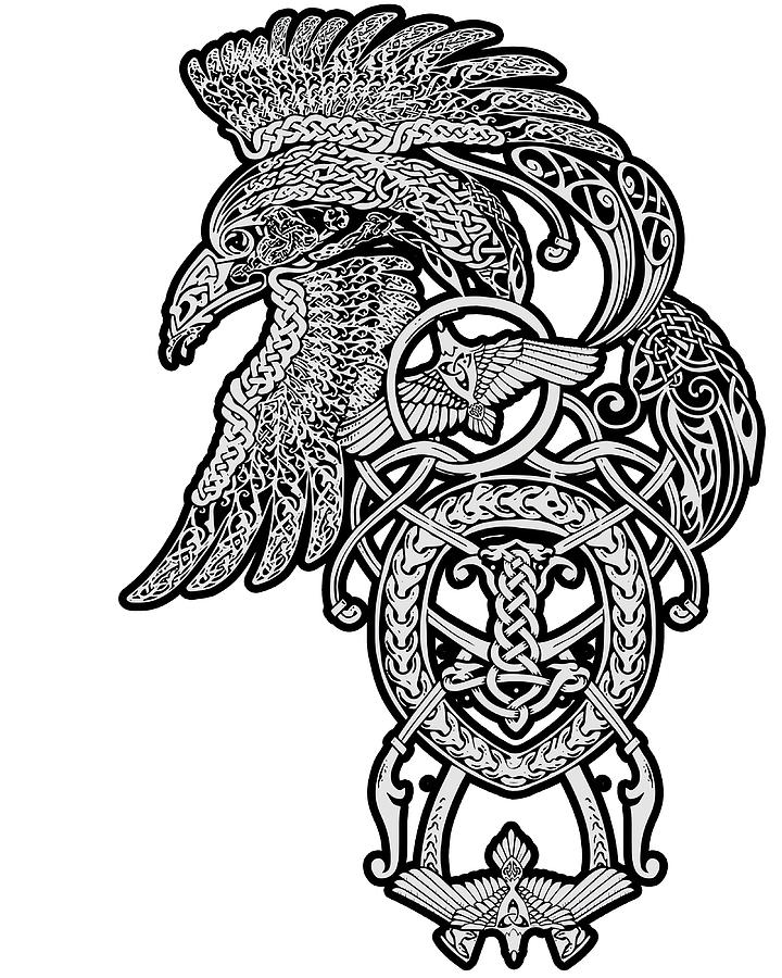 Raven Of Odin Viking Symbols Norse Mythology Painting by Jeremy Price ...