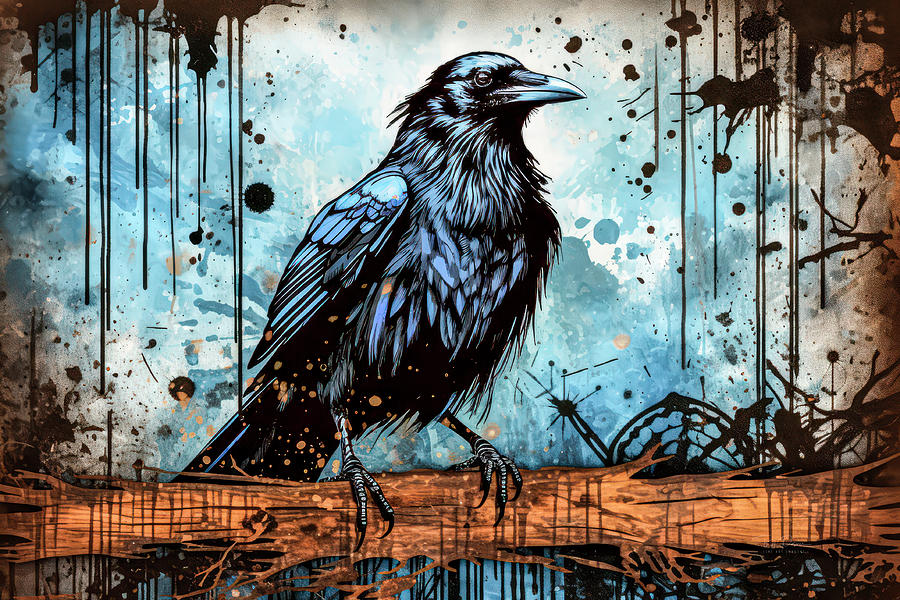 Raven on a Fence Digital Art by Bill Posner