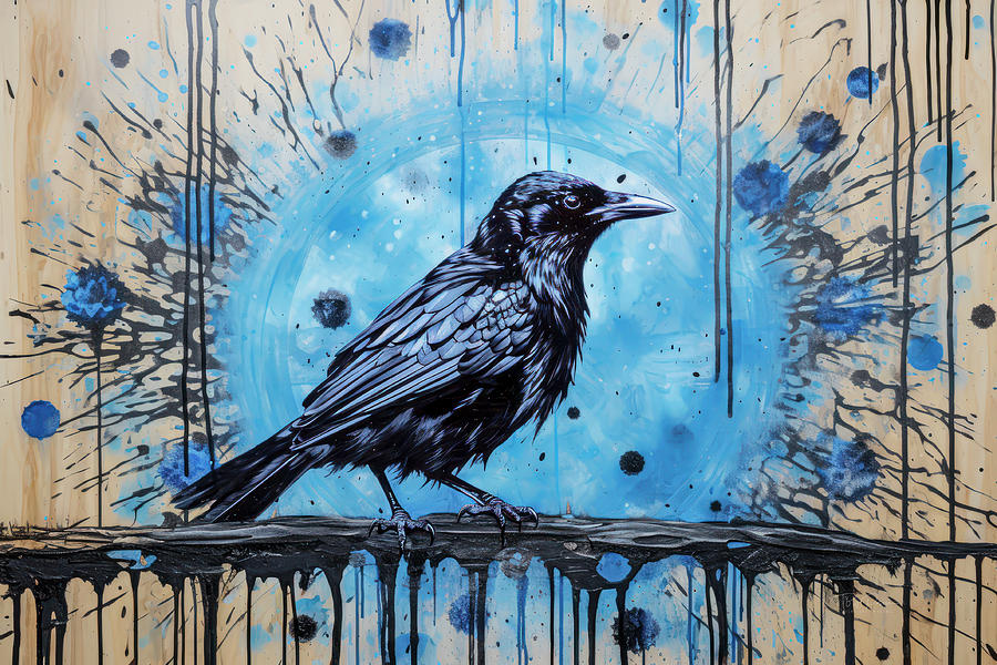 Raven on Splatter Digital Art by Bill Posner