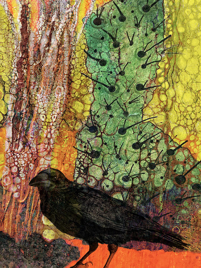 Raven On The Hunt  Mixed Media by Sandra Selle Rodriguez